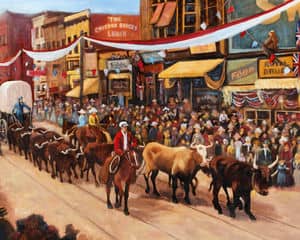 Oil painting by Ellen Lorne — Stampede Parade