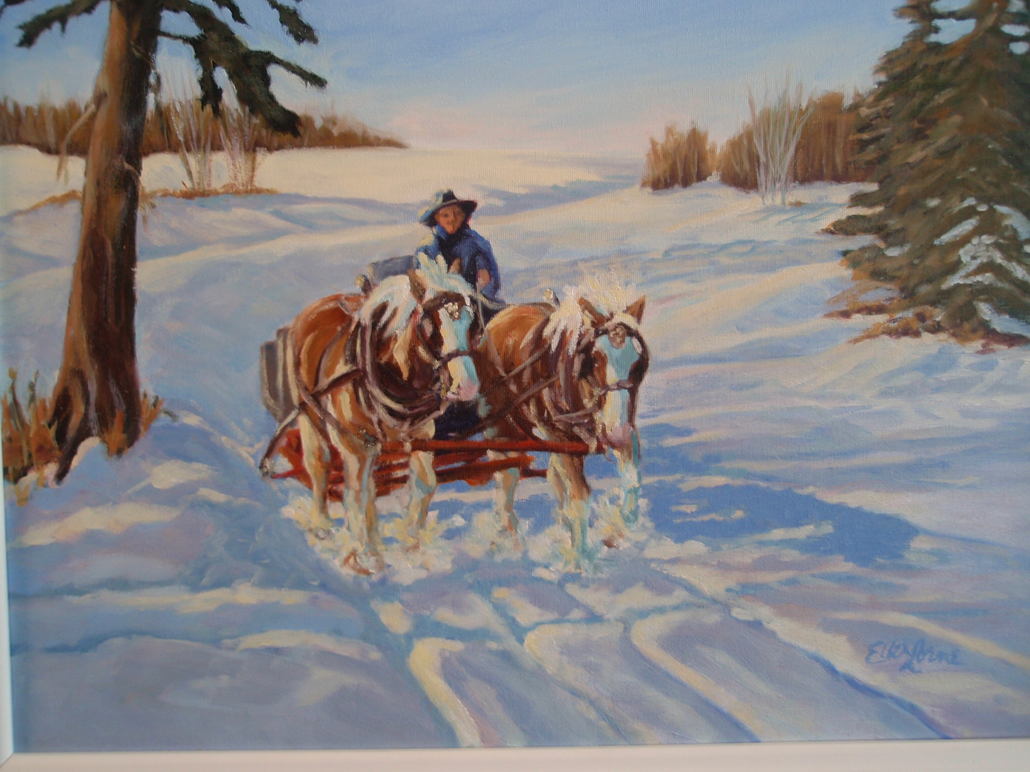 Oil painting by Ellen Lorne — Sleigh Ride